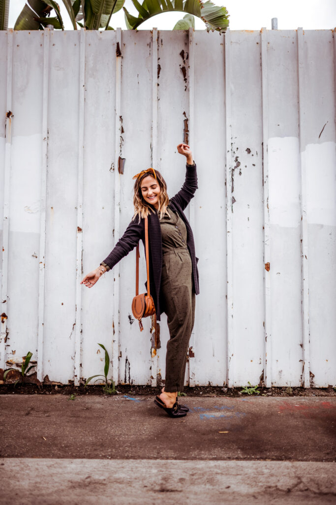 Casual Olive Jumpsuit for Fall | Charmed by Camille