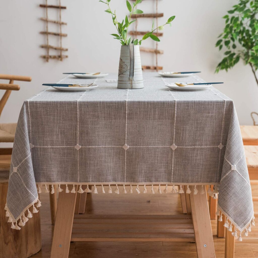 Gray Linen Tablecloth - Outdoor Dining Table Decor Under $50 | Charmed by Camille