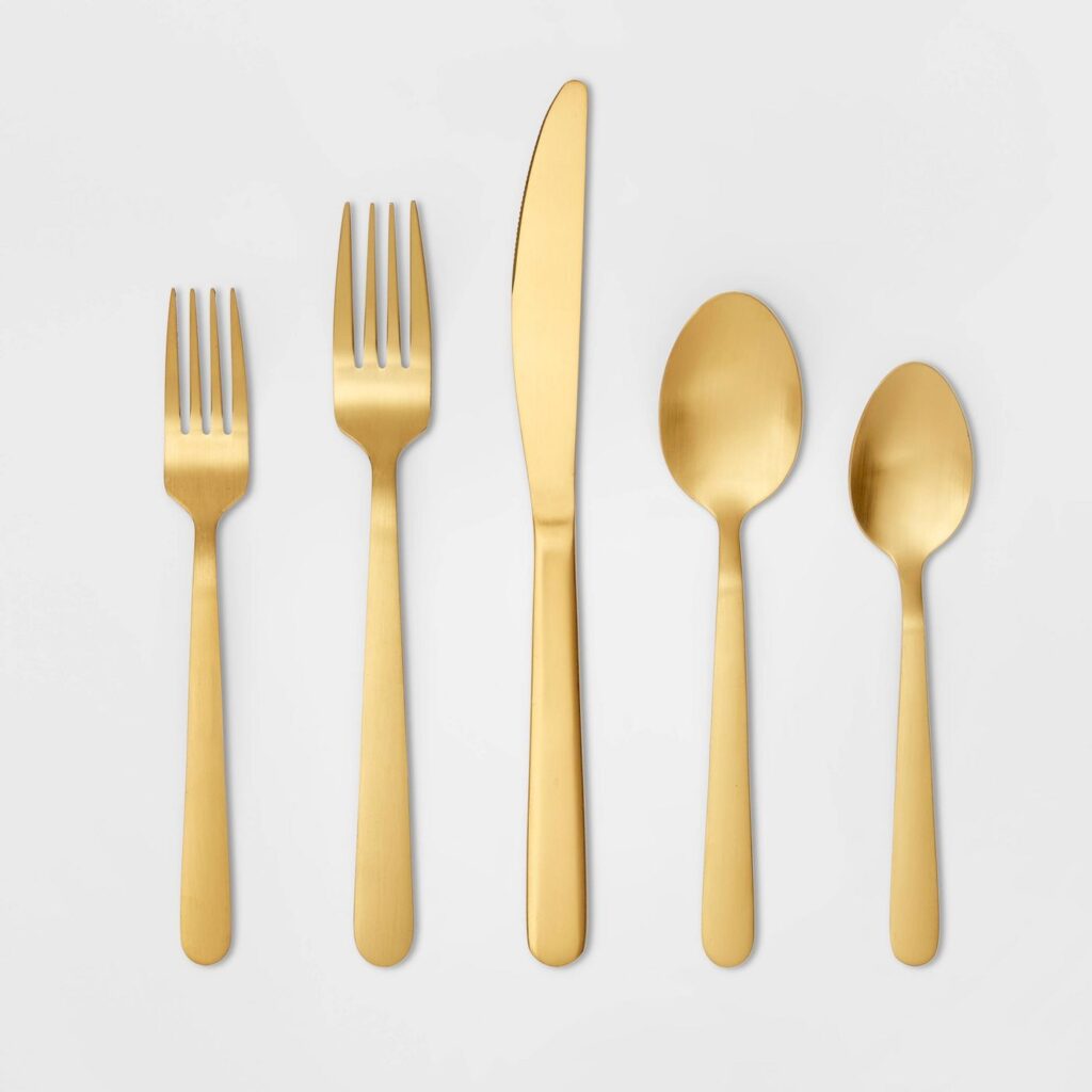 Affordable Gold Flatware - Outdoor Dining Table Decor Under $50 | Charmed by Camille