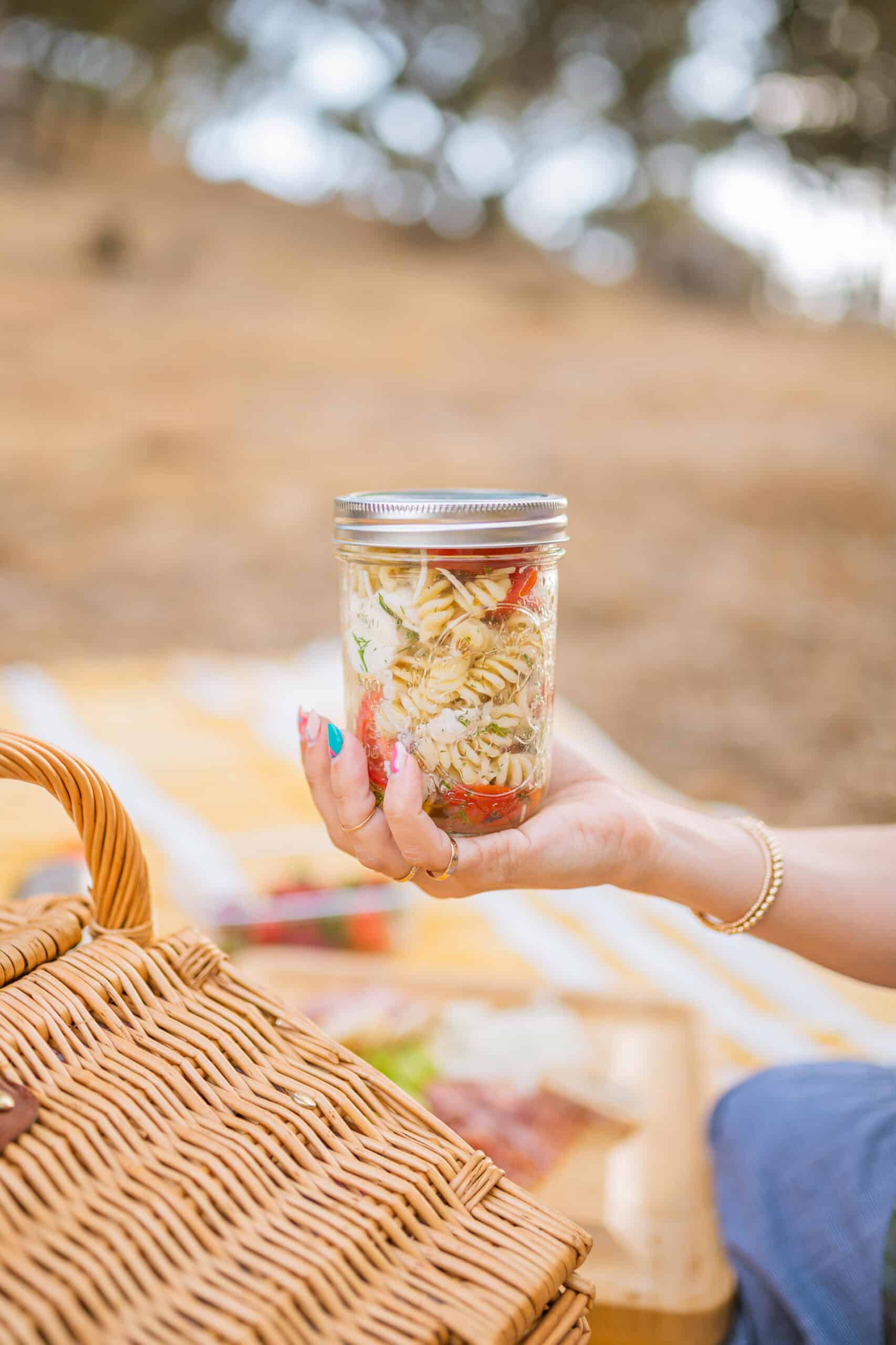 Quick and Easy Summer Pasta Salad Recipe, Italian pasta salad with mozzarella and tomatoes | Charmed by Camille