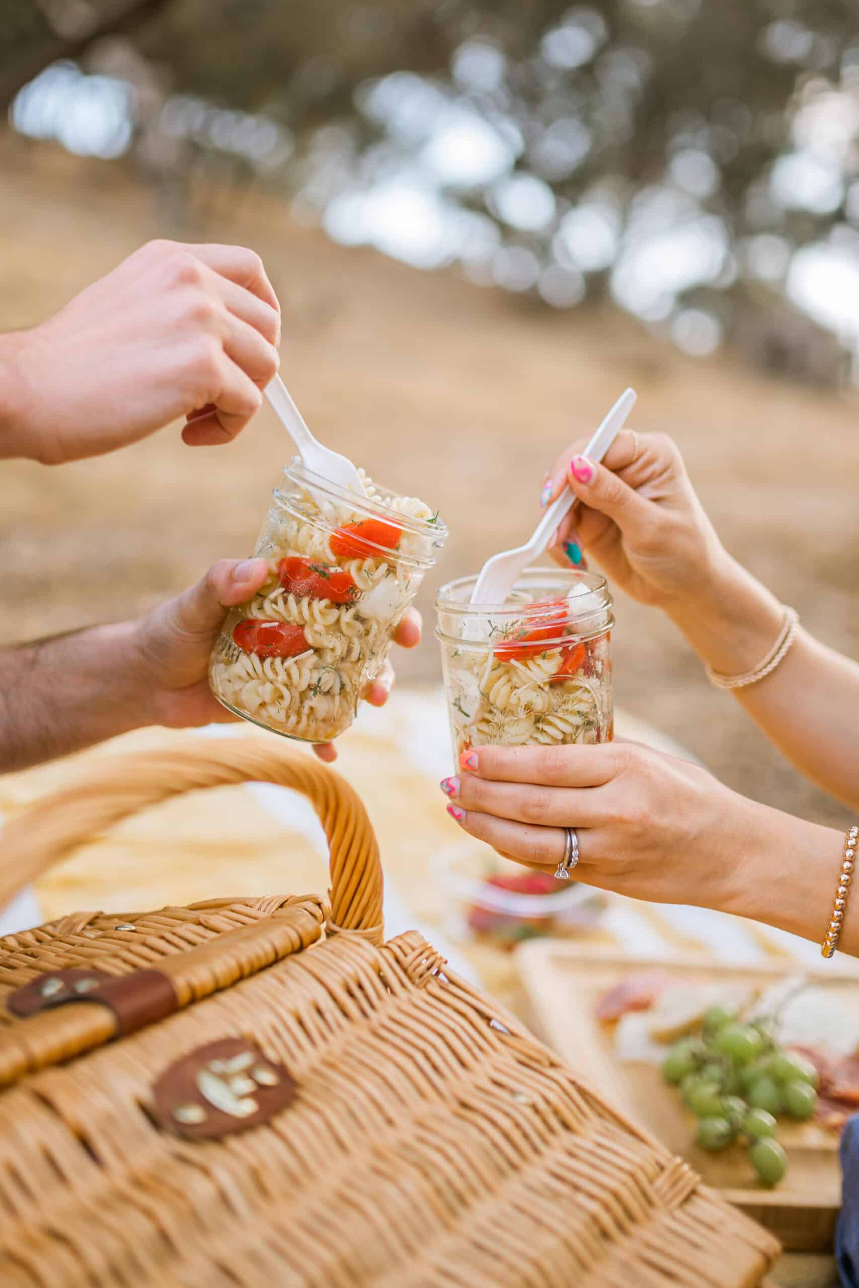 Quick and Easy Summer Pasta Salad Recipe, Italian pasta salad with mozzarella and tomatoes | Charmed by Camille