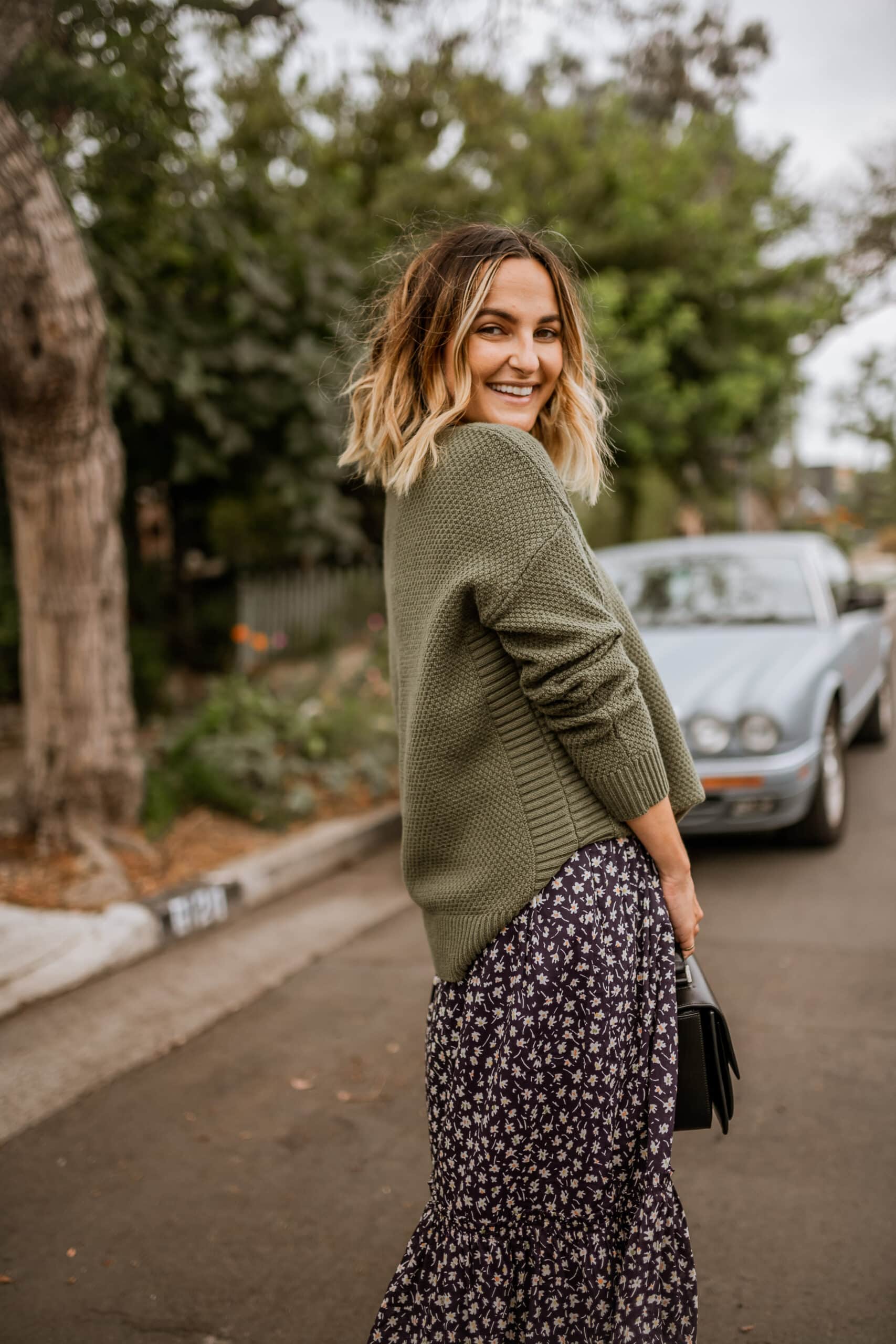 How To Easily Transition Your Summer Dress for Fall, Fall Dress Outfit | Charmed by Camille