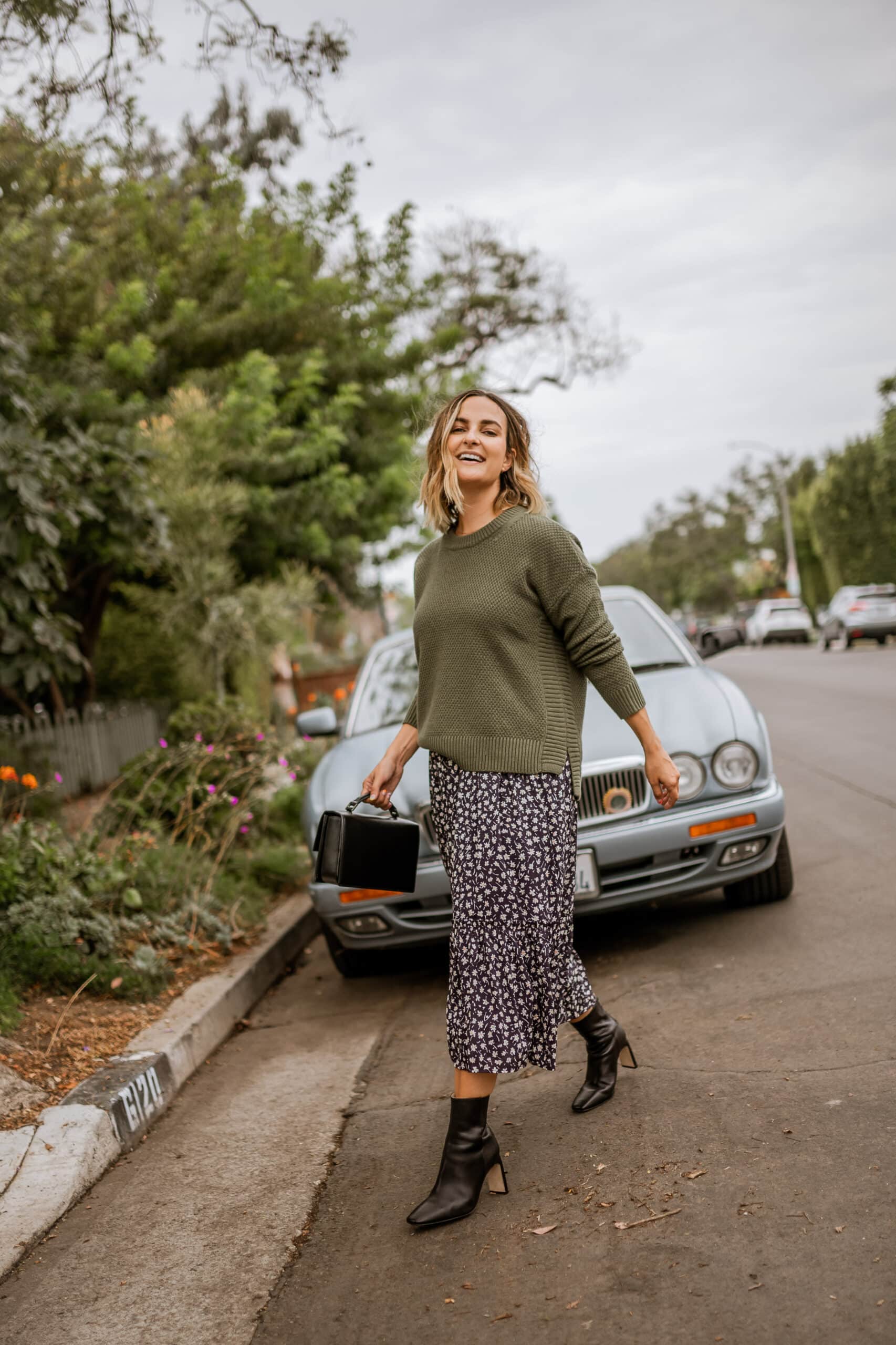 Green Sweater Outfit | Charmed by Camille