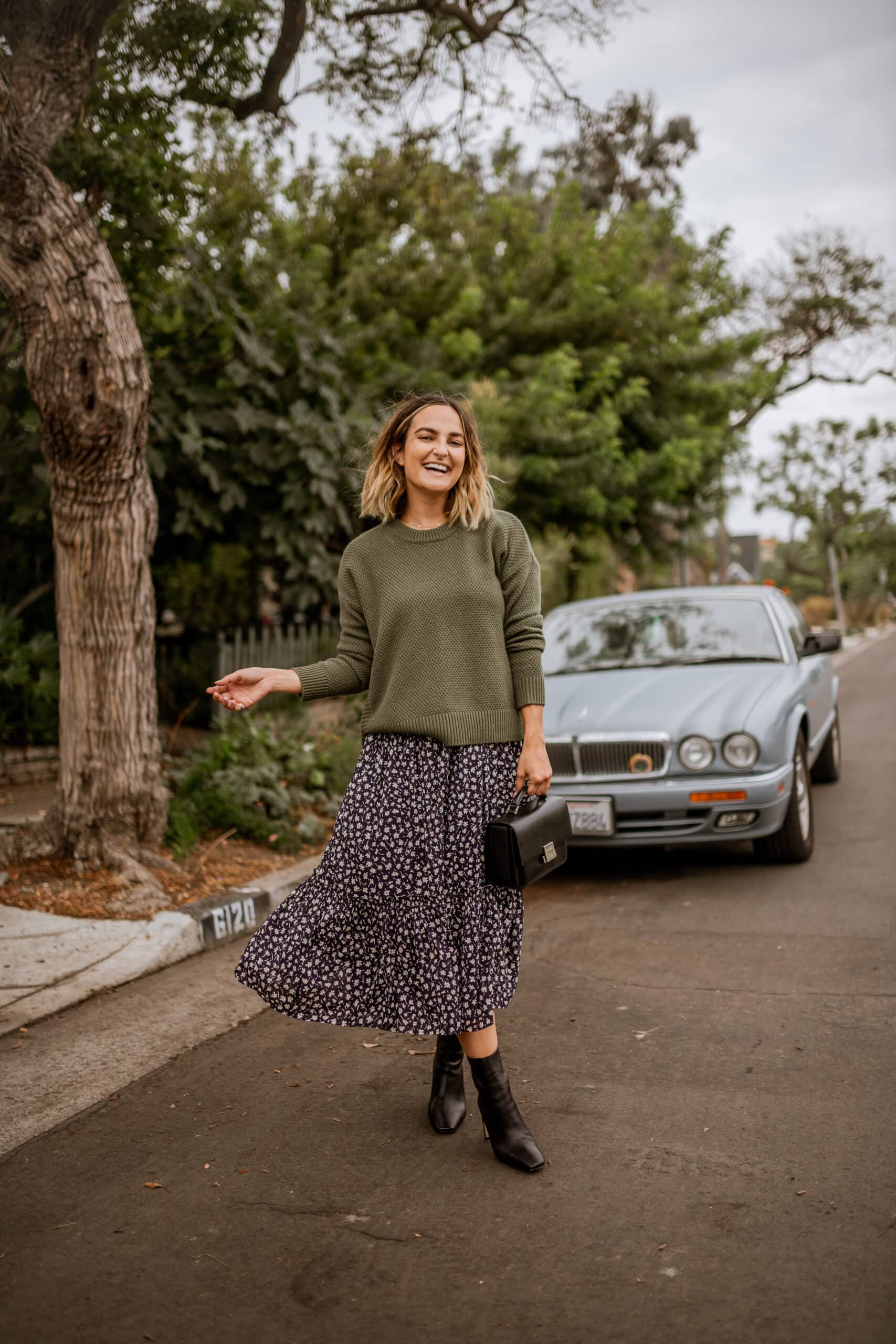 How To Easily Transition Your Summer Dress for Fall, Fall Dress Outfit | Charmed by Camille