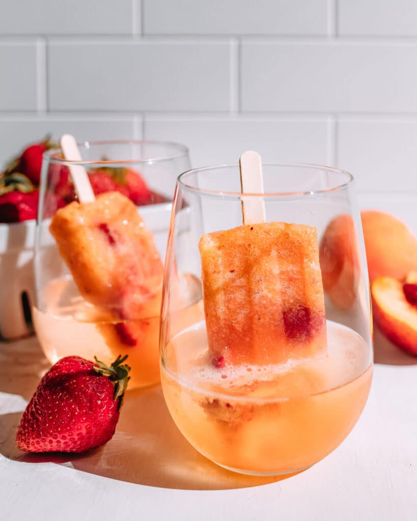 Peach and Strawberry Rose Popsicles
