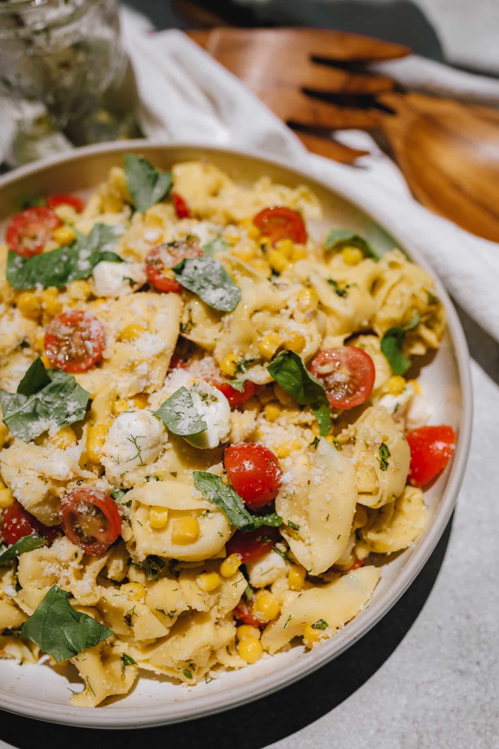 Summer Tortellini Salad with Herby Vinaigrette, Pasta Salad Recipe | Charmed by Camille