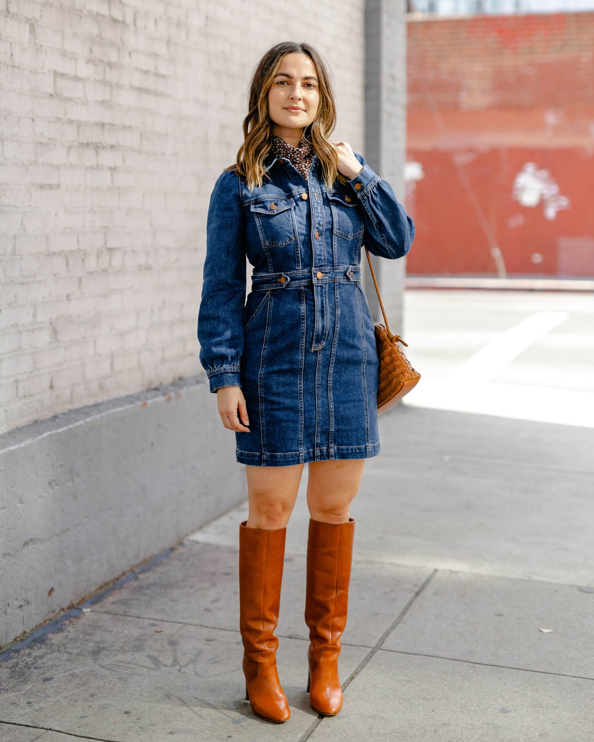 Denim dress with boots online