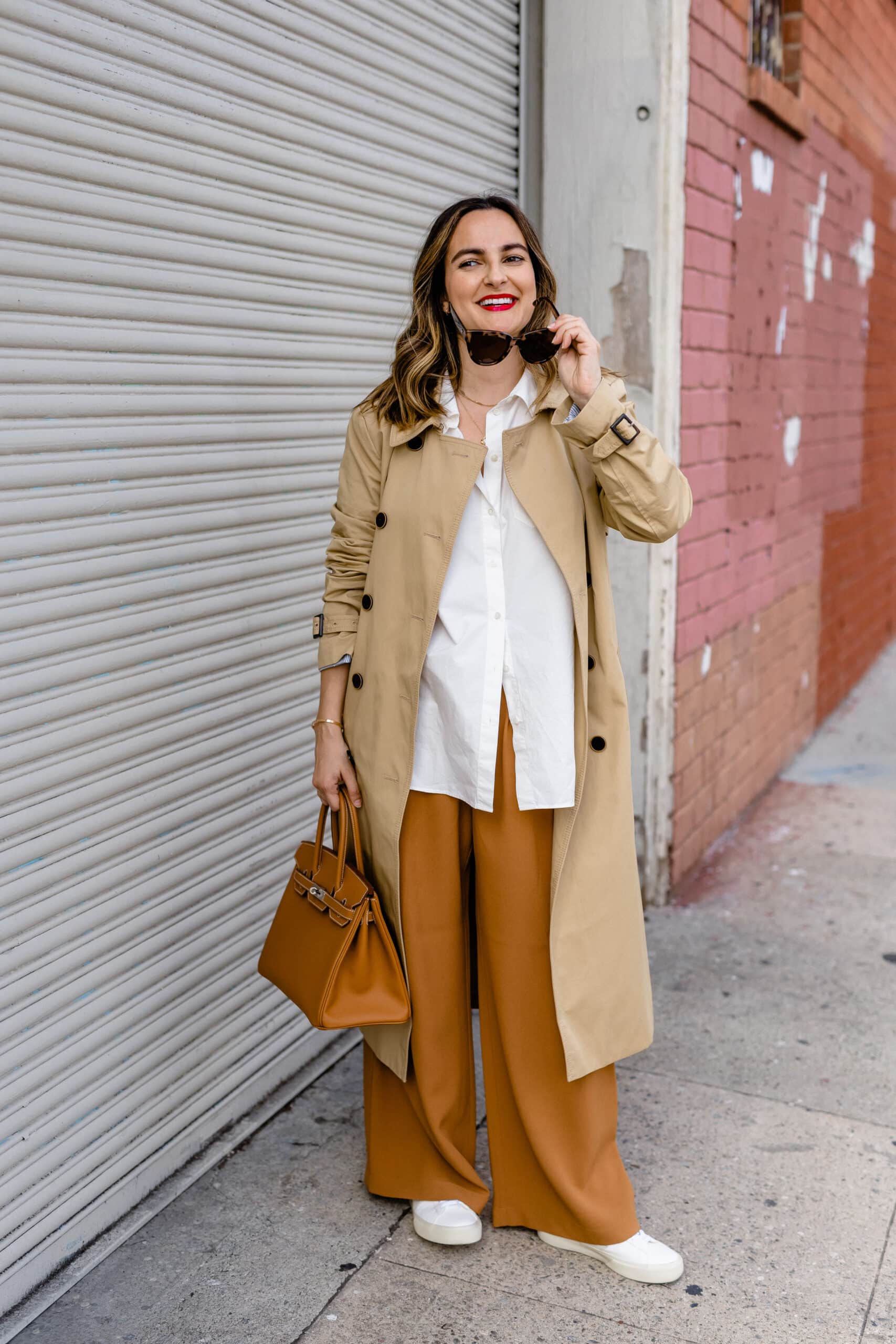 trench coat wide leg trousers How to Style a Trench Coat for Spring
