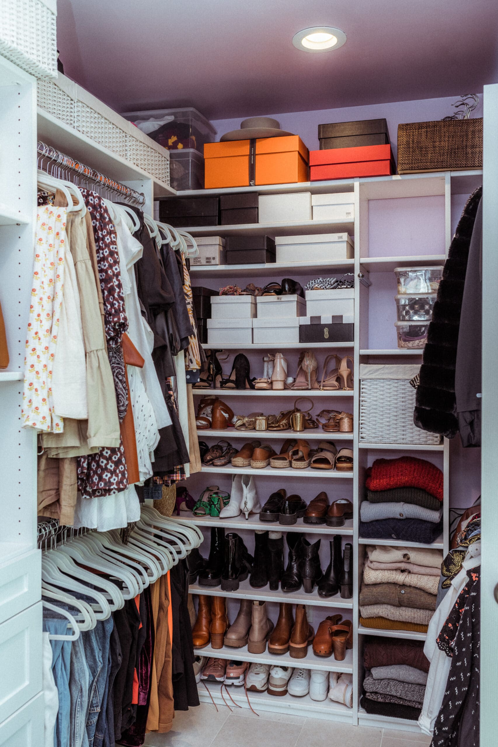 shoes and dresses after Marie Kondo Closet Cleanout