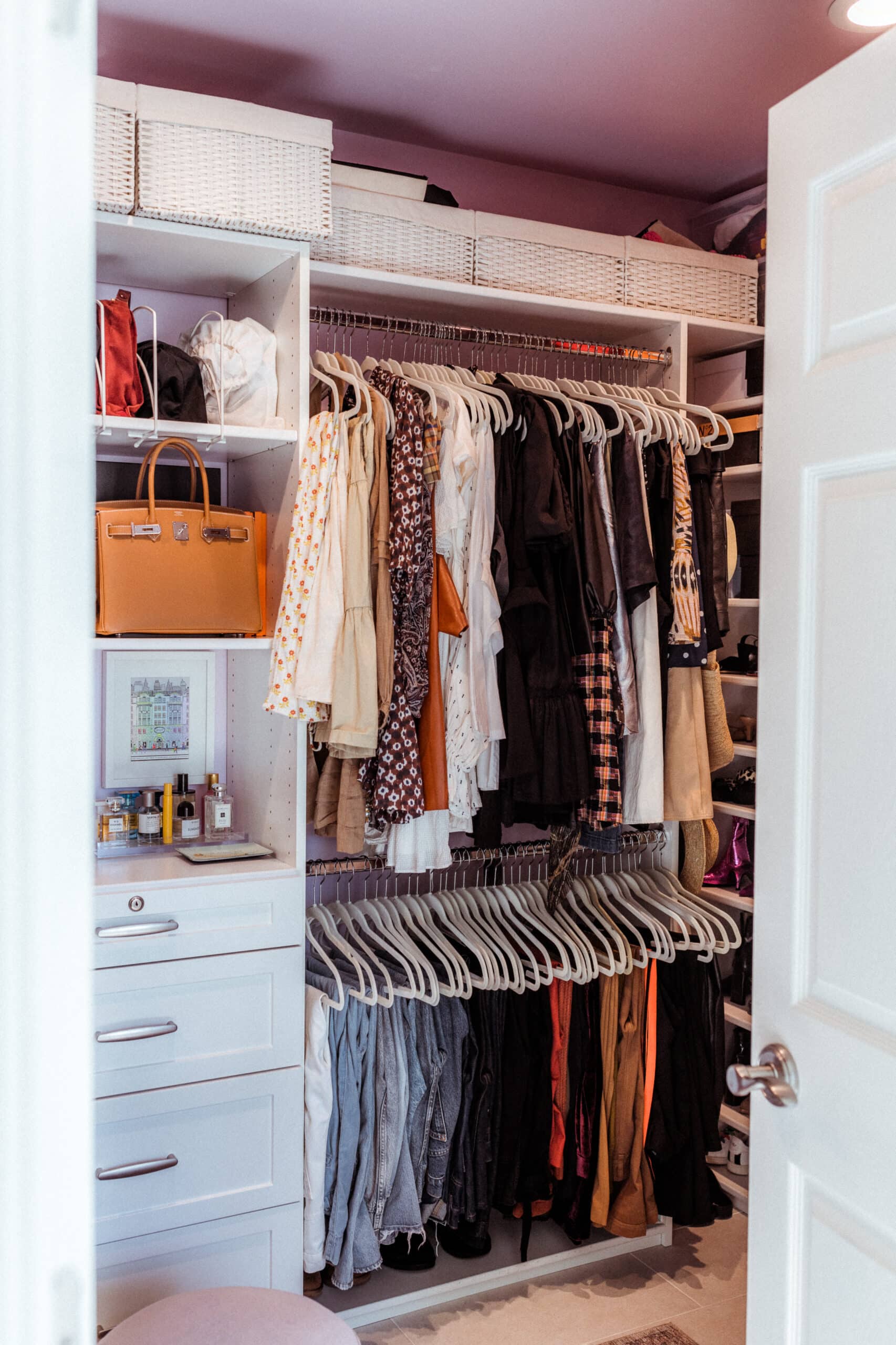 clothes hanging after the Marie Kondo Closet Cleanout