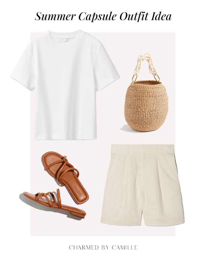 cream shorts summer outfit