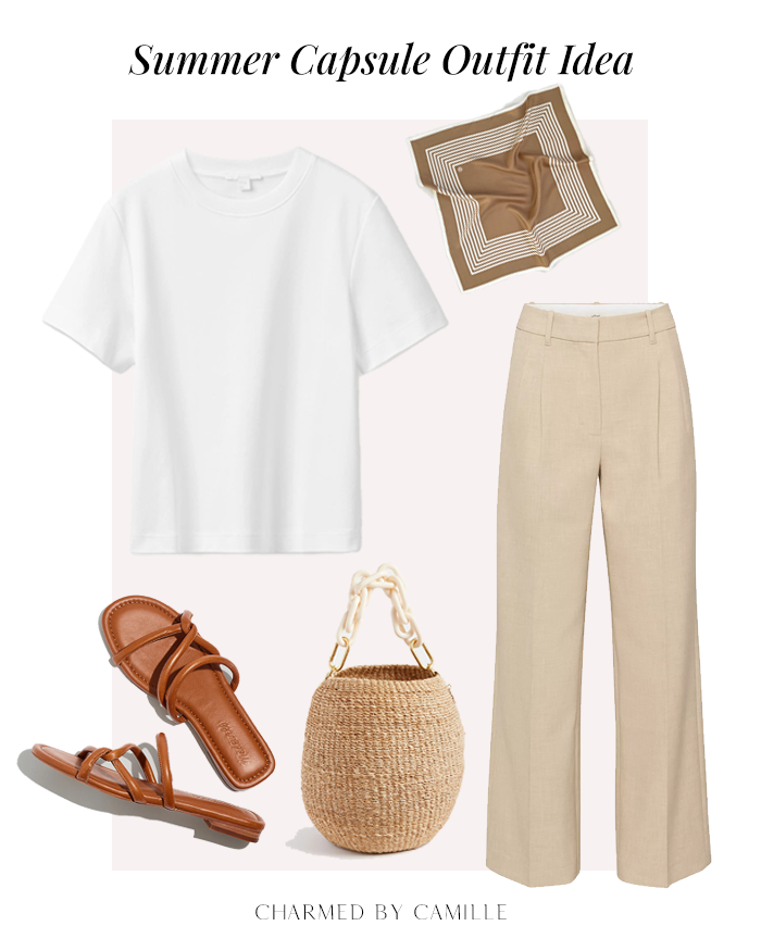 beige trousers summer outfit