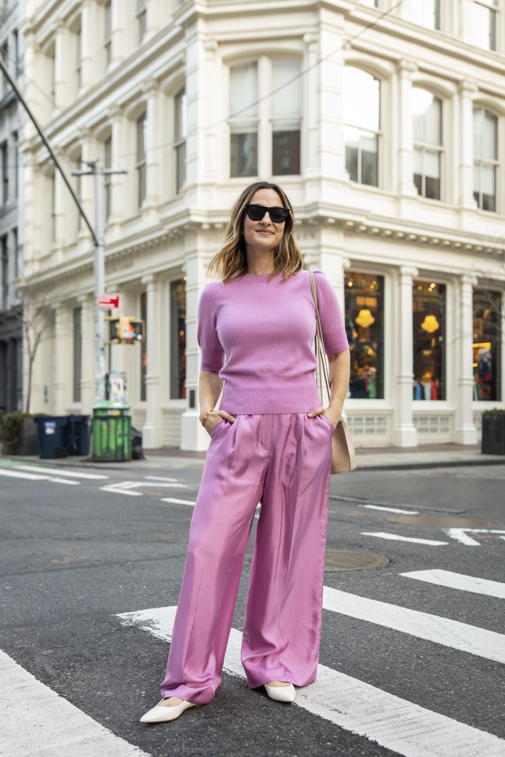 monochrome outfit in NYC