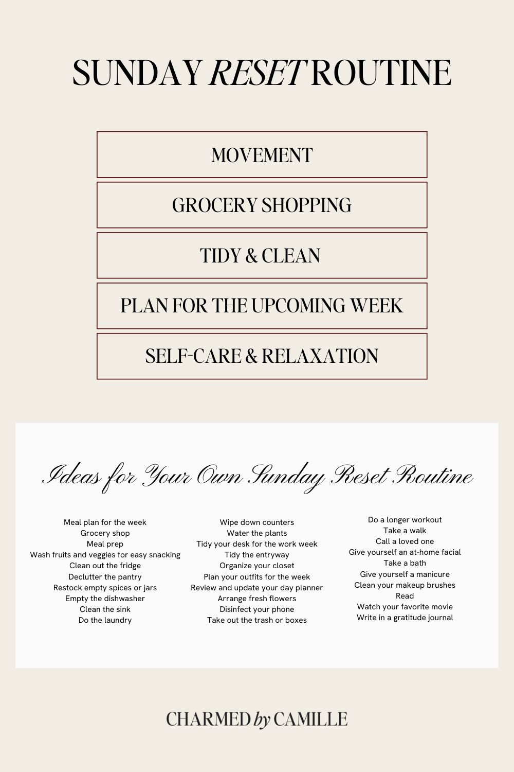 Sunday Reset Routine ideas