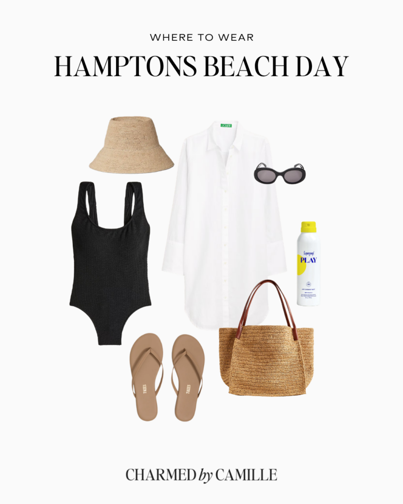collage of items for your Hamptons Weekend Packing List 