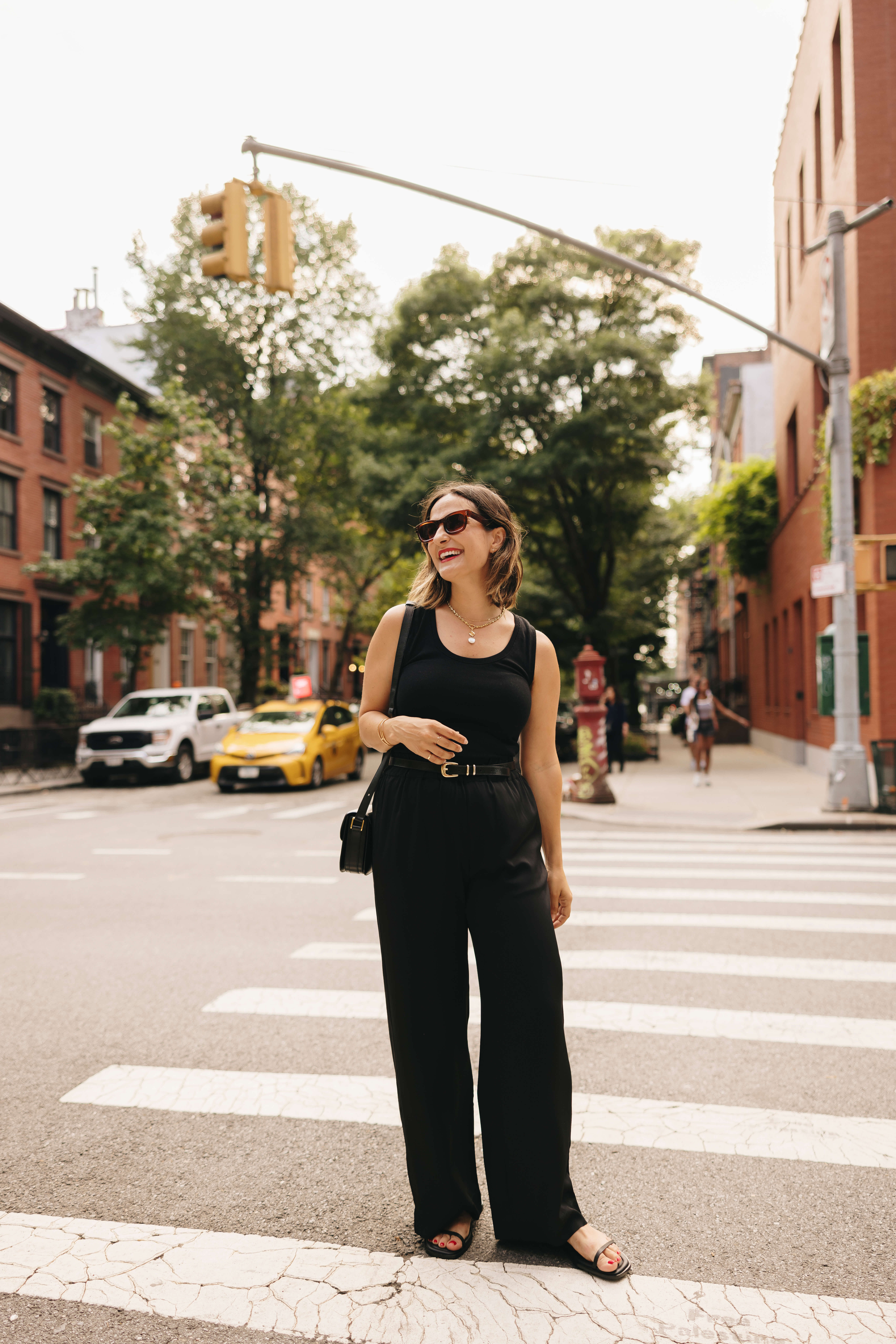 Wide Leg Trousers and Tank Black Summer Outfit