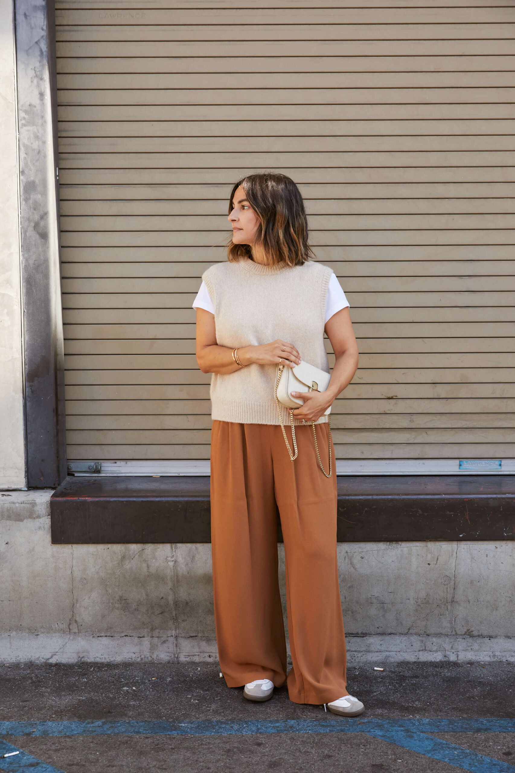 Wide Leg Trousers with a Sweater Vest Wide Leg Trousers with a Sweater Vest