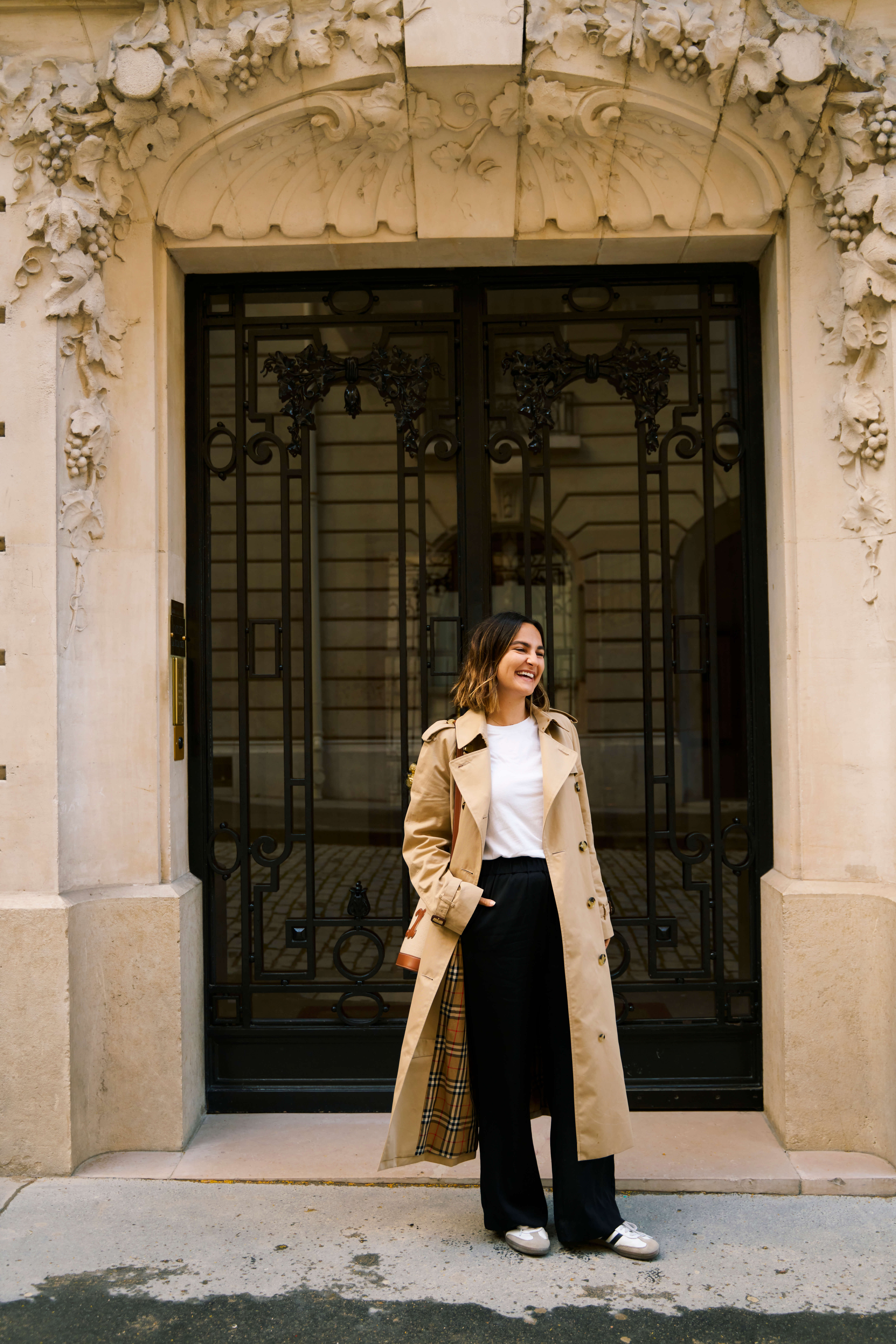 Classic with a Trench Coat Trench Coat Wide Leg Pants Outfit