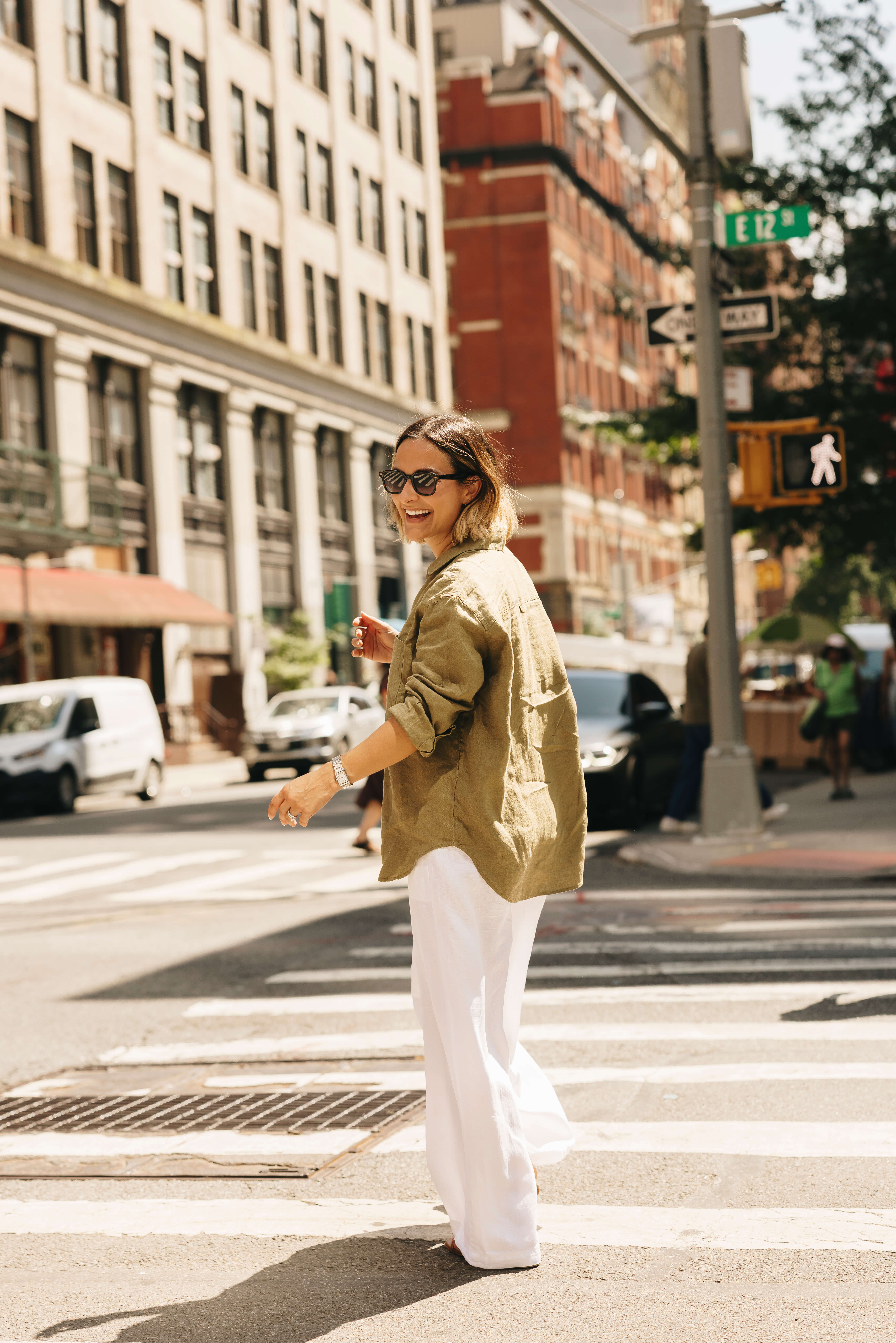 White Linen Wide Leg Pants